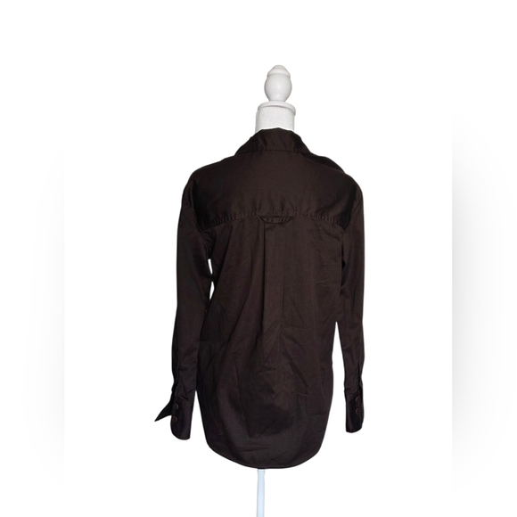 Madewell Top Womens Utility Long-Sleeve Popover Top Brown Size XXS - Picture 6 of 7